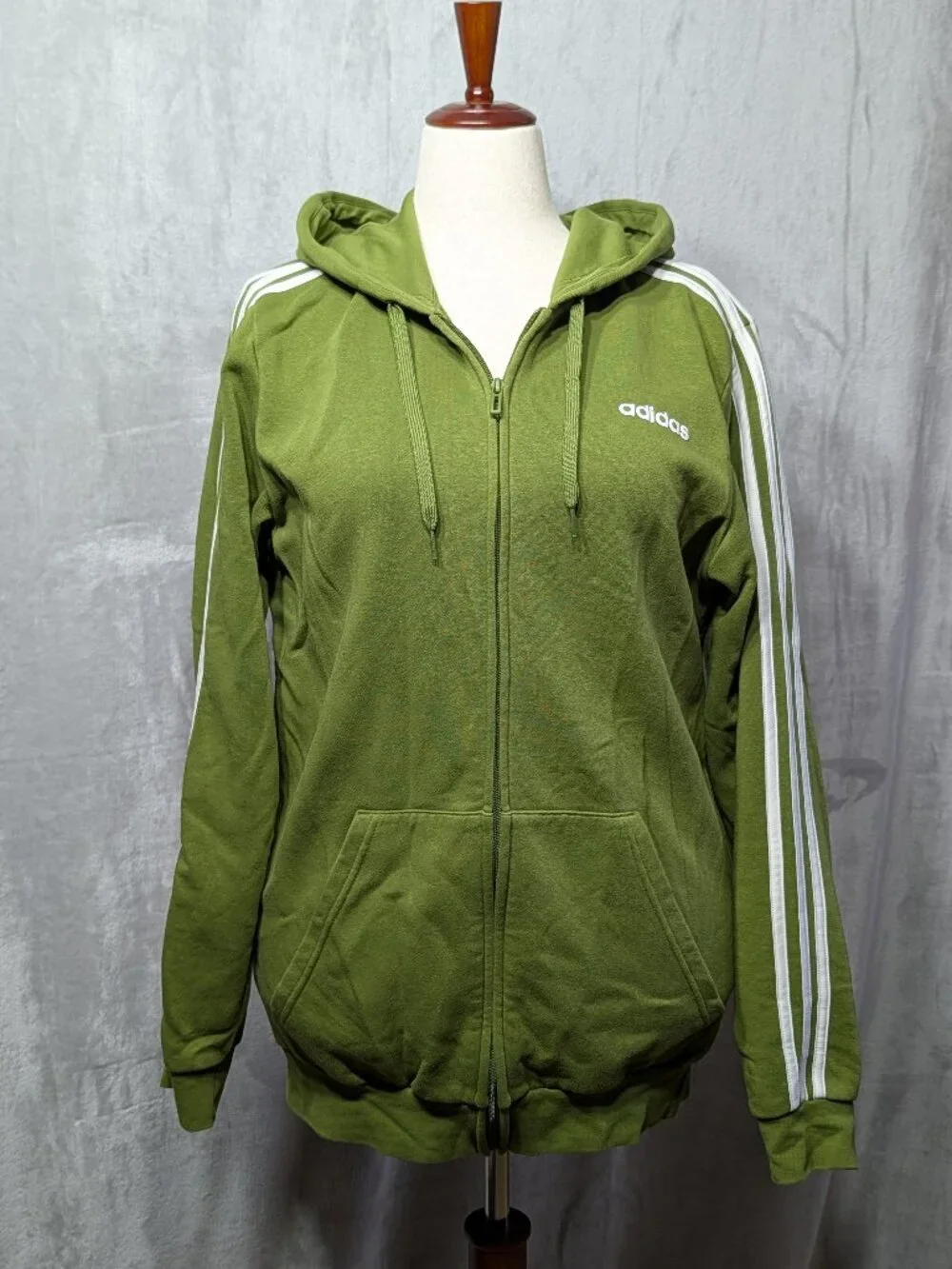 Adidas (LT) Apple Green with White Stripes Hoodie